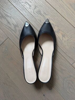 IRO PARIS 
Kaia Silver-Toed Leather Mules, SZ 39 (8)
